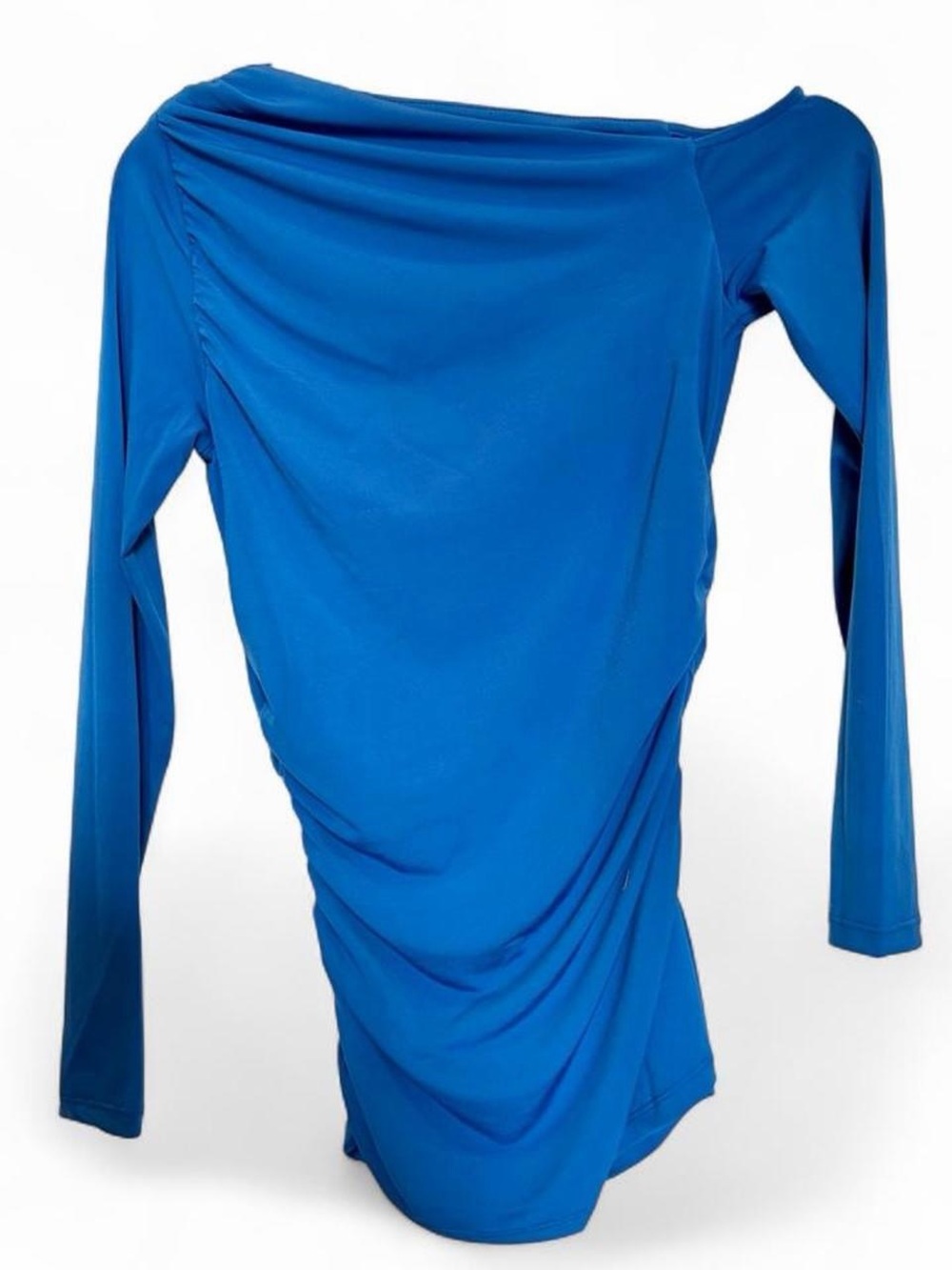 Boston proper So Chic Ruched Slouchy Blue Long Sleeve Top - Picture 6 of 7